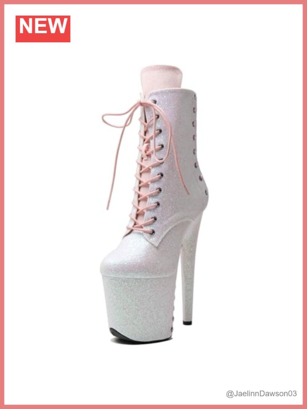 8-inch Platform Pole Dancing Boots Ankle Heels Women's Exotic Stiletto Lace up